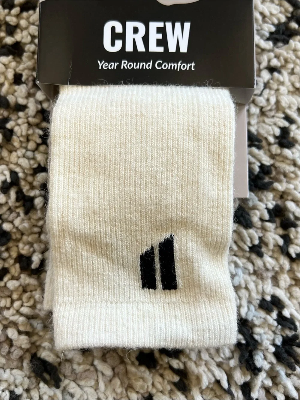 Hollow Alpaca Socks Crew White Unisex Adult Size Medium